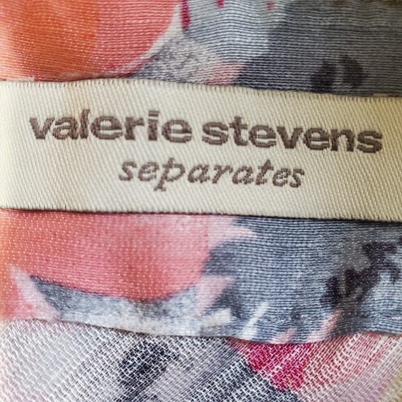 Valerie Steven's linen & silk floral A-line midi skirt. Size 10. - Picture 6 of 9